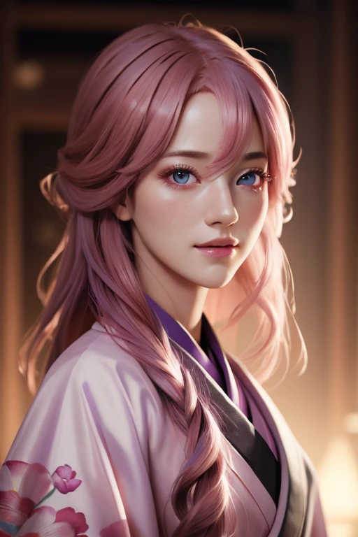 (RAW photo, best quality), (realistic, photo-realistic:1.3),pink hair,best quality,highly detailed,masterpiece,ultra-detailed,illustration,1girl,upper_body,dynamic angle,world masterpiece theater,messy_long_hair,best quality,extremely detailed CG unity 8k ...