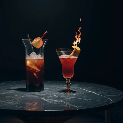 It represents a cocktail with fire inspired by the myth of Prometheus in which he gives it to humanity without people in the middle. 