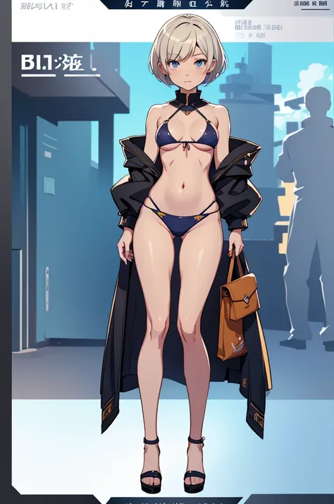 1girl、vtuber-fullbody、highest quality、Masterpiece、Official Art、The best composition、Super detailed、Standing in front of the viewer、short hair、Simple bikini、Small breasts、