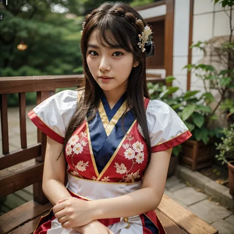 Beautiful woman, 22 years, south-korean, cultural costumes 