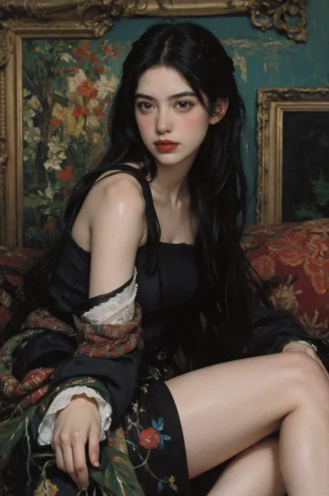 (Oil painting: 1.5),



A woman with long black hair, (a detailed painting: 0.353), (Gothic art: 0.106)