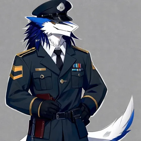 A Sergal wearing a ww2 german officer uniform 