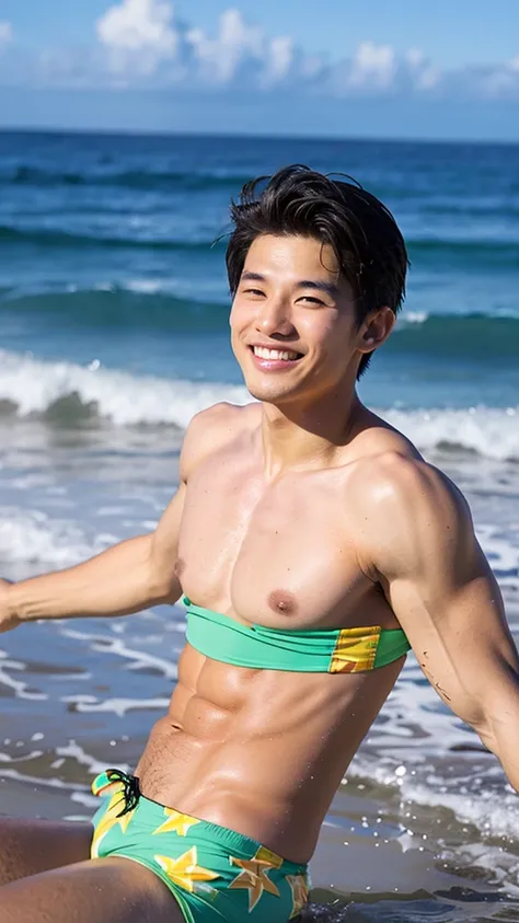 male　Age 19 swimwear hawaii smile