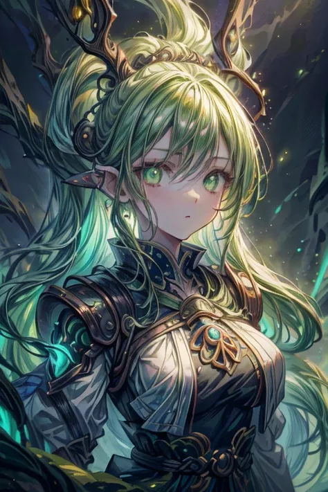 (masterpiece, best quality, perfect face, expressive eyes), 1girl, (anime), (adult), long yellow hair, piercing green eyes, flowing druid dress, (photorealistic, ultra-detailed), (cinematic lighting), (fantasy)