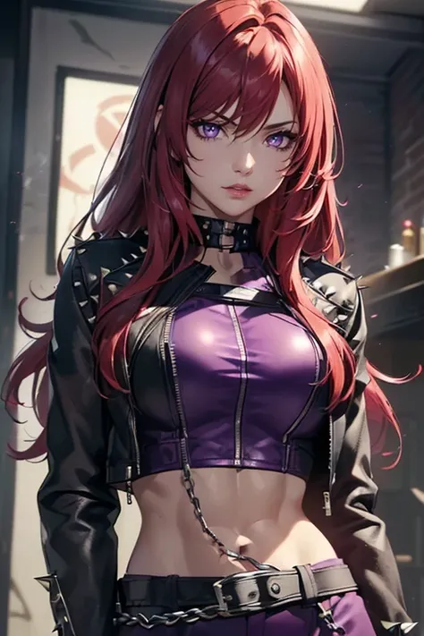 ((solo, 1woman, (TakashiroHiroko, dark purple eyes, red hair, long hair), lipstick, Extremely detailed, ambient soft lighting, 4k, perfect eyes, a perfect face, perfect lighting, a 1girl)), ((solo, (1woman, lipstick), Extremely detailed, ambient soft light...