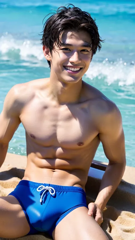 male　Age 18 swimwear hawaii lifesaver smile