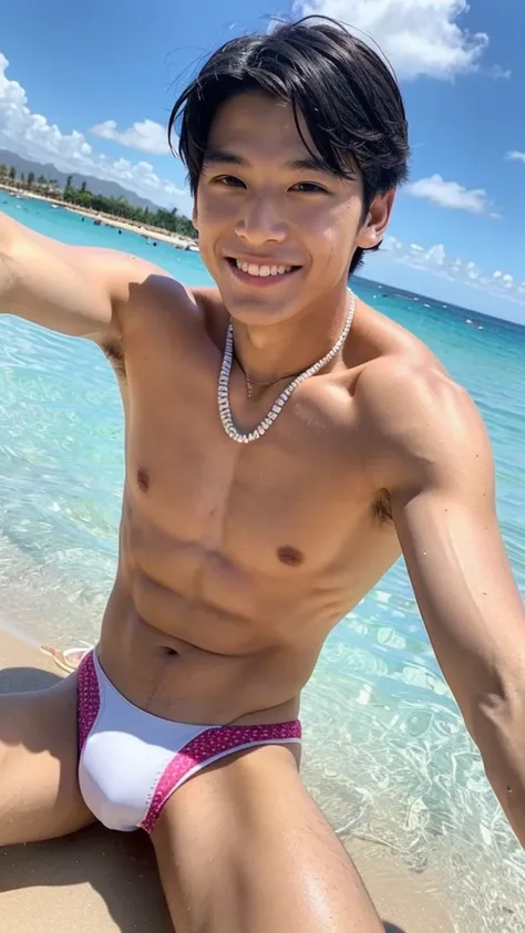 male　Age 19 swimwear hawaii lifesaver smile