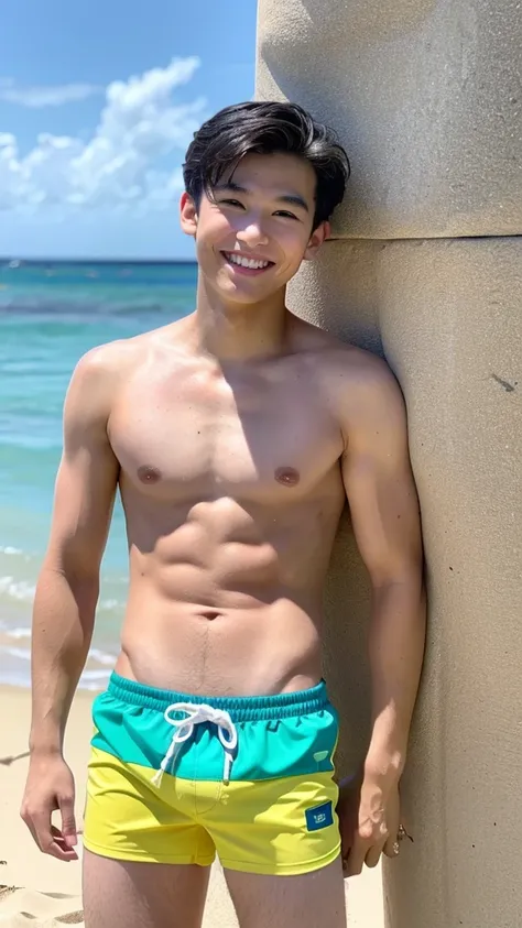 male　Age 19 swimwear hawaii lifesaver smile