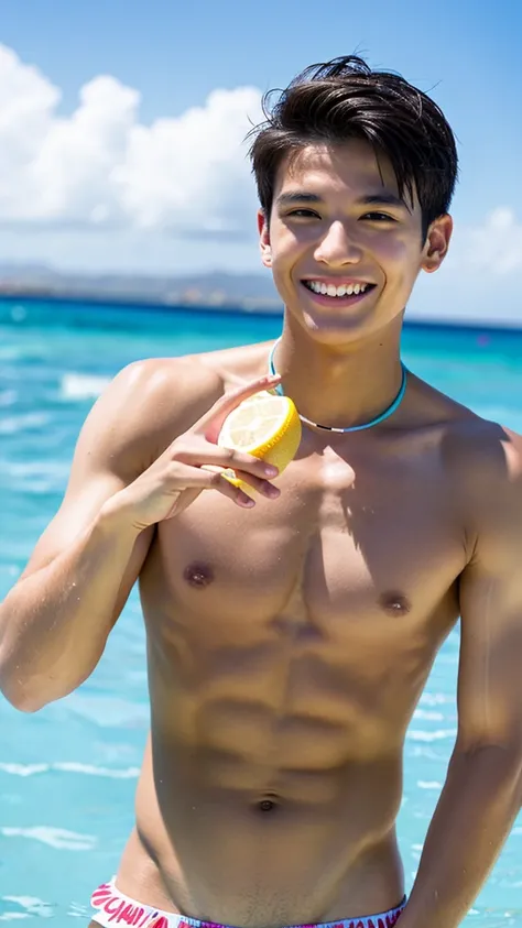 male　Age 20 swimwear hawaii lifesaver smile