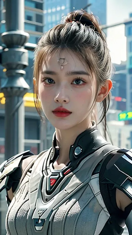 Game Art，Best image quality，Highest Resolution，8k，((Bust photo))，((Portraiture))，(Three-part method)，Unreal Engine 5 rendering， (Future Girl)，(Woman warrior)，22-year-old girl，(Long Hair Casual)，(Futuristic military wear，Beautiful eyes with attention to det...