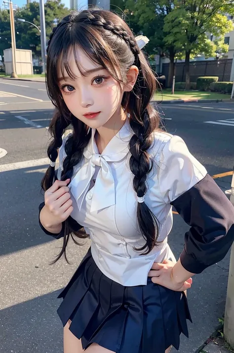 Top quality　masterpiece　8Kmasterpiece　Super detailed facial details　Draw the face in detail　一名身穿Sailor school uniform的女子　photo idol　Nogizaka Idol　Asuka Saito　Plump breasts　Full body image　Kawaii pose　Sexy圖片　Focus on the face　Kamiaki　Close up photography　Mo...