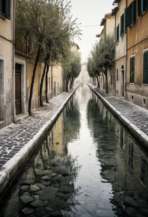 Watercolor Landscape, street, water, by Pierre Pellegrini, (masterpiece, best quality, perfect composition, very aesthetic, absurdres, ultra-detailed, intricate details, Professional, official art, Representative work:1.3)