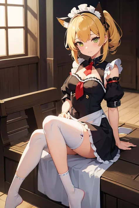 Animation character of a maid, Anime Maid SS Military, girls frontline style, Anime cat girl in maid costume, Azur Lane Style, Anime girl wearing a maid costume, Kantai Collection Style, Rollish, fine details. girls frontline, maid outfit, From the Azur La...