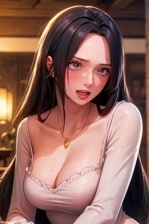 best quality, masterpiece, highly detailed,1girl, Boa Hancock, , (masterpiece:1.5), Detailed Photo, Smiling, Sexy, (8K, Best Quality: 1.4), (1girl), Beautiful Face, (anime realistic Face), (Black Hair, long Hair: 1.3), Beautiful Hairstyle, Realistic eyes, ...