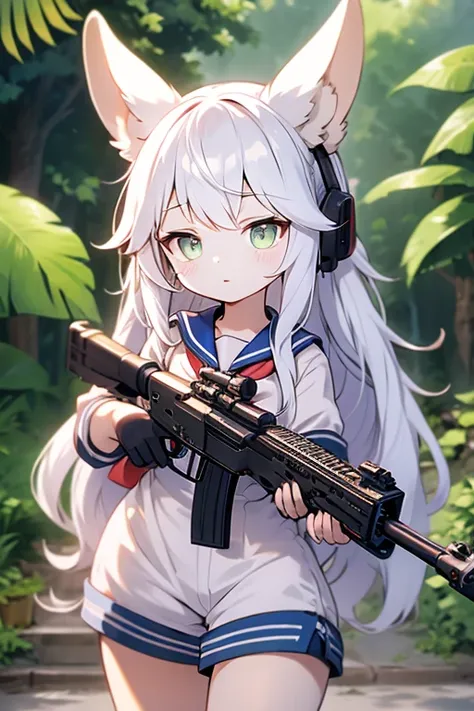 Animal ears　girl　Sailor suit and machine gun　Random Hairstyles