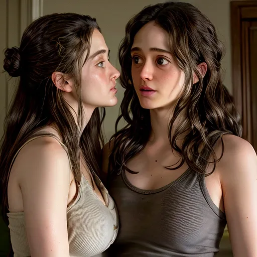 Rick Grimes kissing Emmy Rossum Long Hair big breasts 