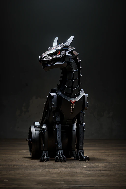 Mechanical dragon with mostly black