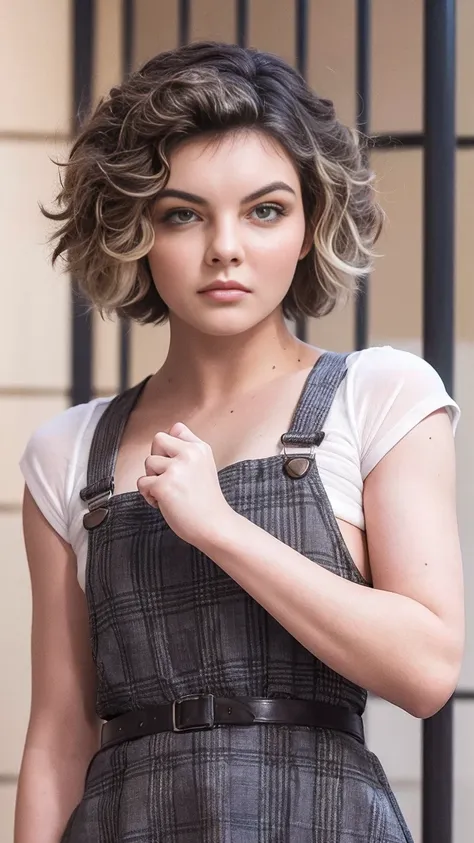 camren bicondova, hightquality、​masterpiece、ultra res、cute girl face、kitchin、barechested、pinafore、barechestedpinafore、full body ...