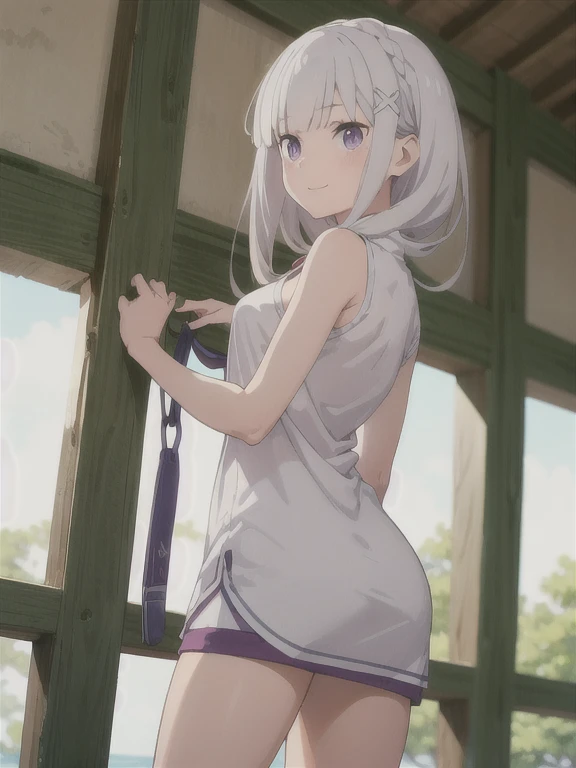 1 chica, solo, obra maestra, mejor calidad,
        sudor, re:cero kara hajimeru isekai seikatsu, emilia, emilia (re:cero), ojos...