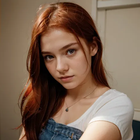 Teenage girl 18 years old photo realistic cute red hair 