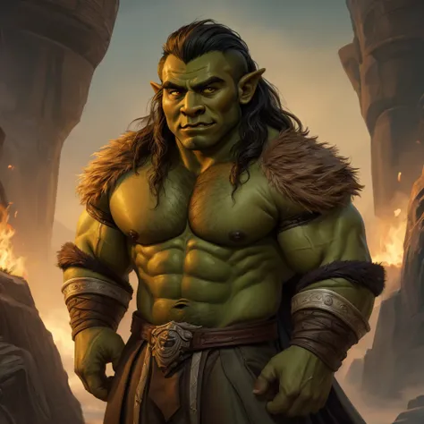 ( (8K:1.27), Top quality, masterpiece, Ultra-high resolution:1.2) Photo of a cute orc boy (Handsome:1.1)