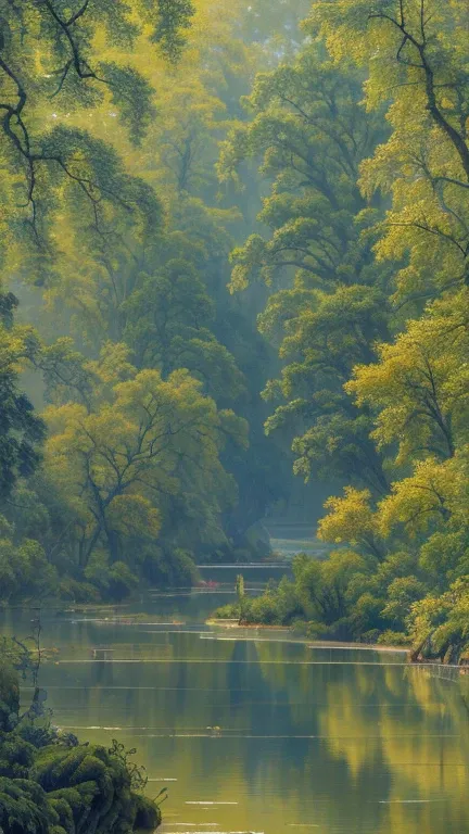 analogy style,chroma v5,enwink punk,(extremely detailed cg unified 8k wallpaper),image of a majestic river, trees on both sides,...