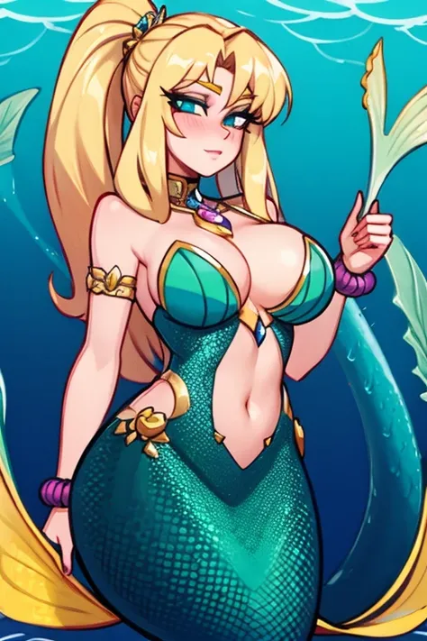 Busty mermaid girl in exotic clothing