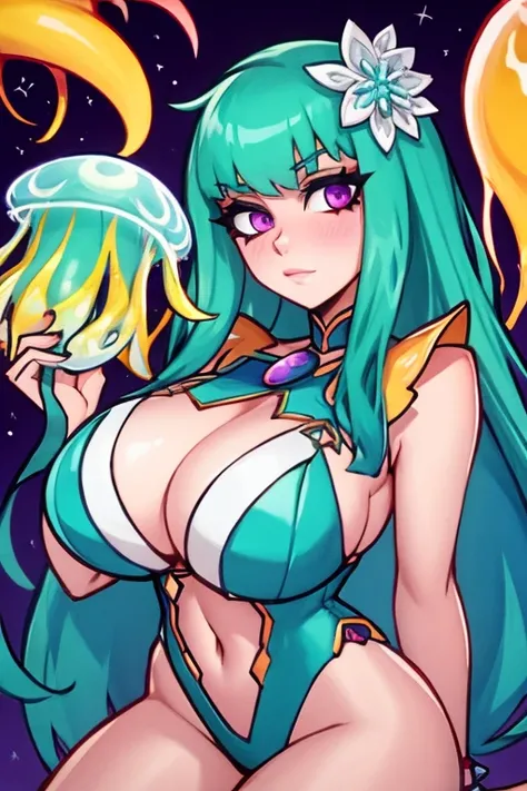 Busty jellyfish girl in exotic clothing