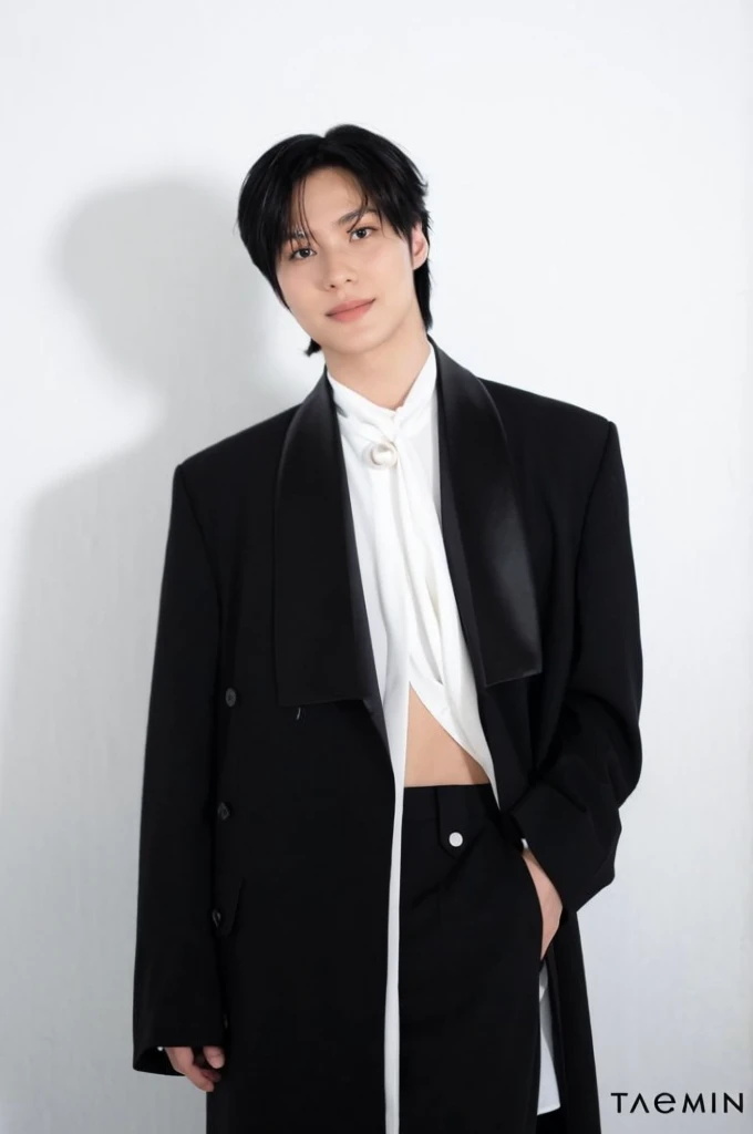 un primer plano de una persona vestida con un traje negro y una camisa blanca, beautiful androgynous prince, delicate androgynous prince, kim doyoung, cai xukun, Won Bin Lee, androginia, androgynous, Jung Jaehyun, vistiendo un traje noble negro, androgynou...