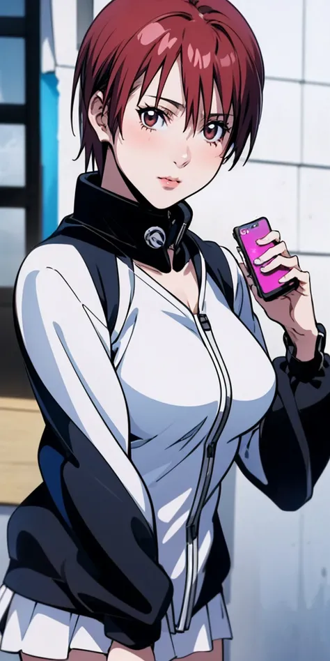 ((Beautiful girl ((Kei Kishimoto)) with mobile phone in hand)) 4K 8K:: Realistic::4 Cyberpunk::1 --v 4 --Quality 2