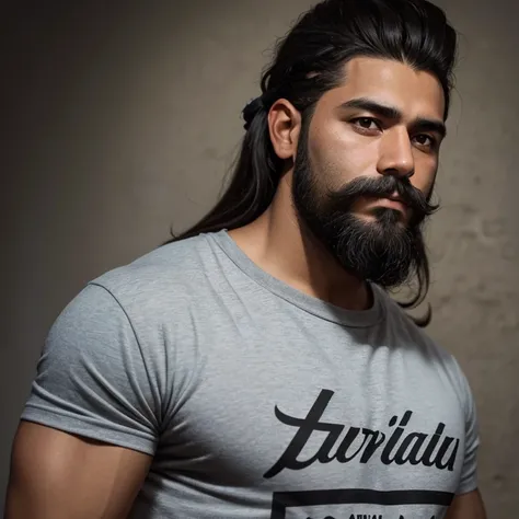 hombre con cabello ondulado con corte Mullet con barba y camiseta negra, latino, mexicano, com uma small beard, around 20 years, foto de perfil headshot, small beard, sin bigote, foto de perfil profesional