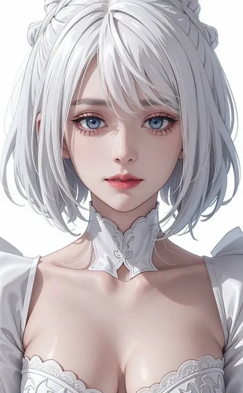 (8K), Sharp focus, , 1 Girl, Upper Body, Midoridev, white hair,(high quality:1.2), (High Detail:1.2), (Main part:1.2), (Very detailed:1.2),