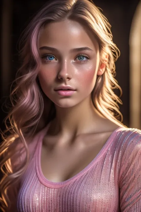 8k, best quality, masterpiece, ultra high resolution, (realism: 1.4), original photo, (Realistic skin texture: 1.3), (film grain: 1.3), (Selfie angle), 1 girl, pink clothes, Sapphire eyes and beautiful facial details, masterpiece, best quality, close up, T...