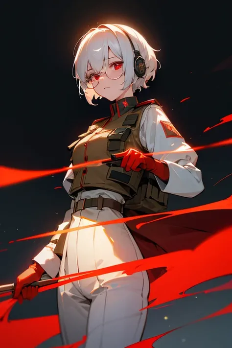 masterpiece , girl, On the battlefield, ( Light white short hair:1.2), (Red eyes:1.2), (Russian military uniforms:1.2), (View your viewers:1.2) , (8k, 最high quality 1.2), Super detailed, 8K Ultra HD, Soft lighting, high quality, Film Grain, Beautiful light...