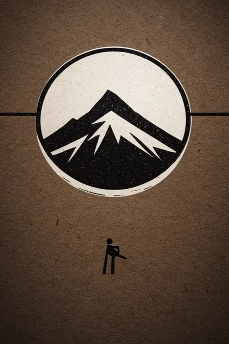 A mountain logo made of stick figures，No background