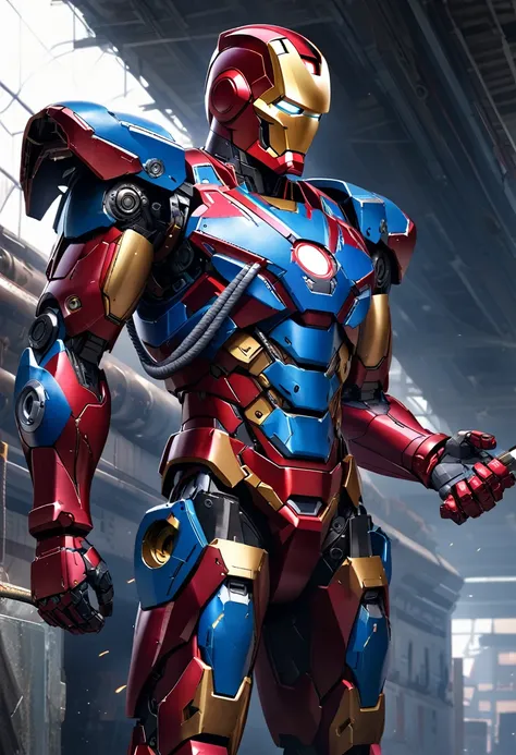 Iron Man is realistic, enlarged and clear, without too many complicated lines. Mark VIII blue armor has a rescue hook on the left hand