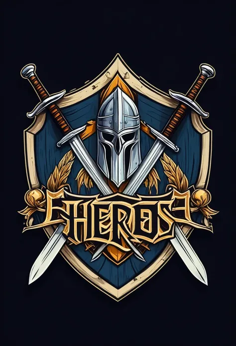 A gaming team logo with a medieval beer and swords signed heroes