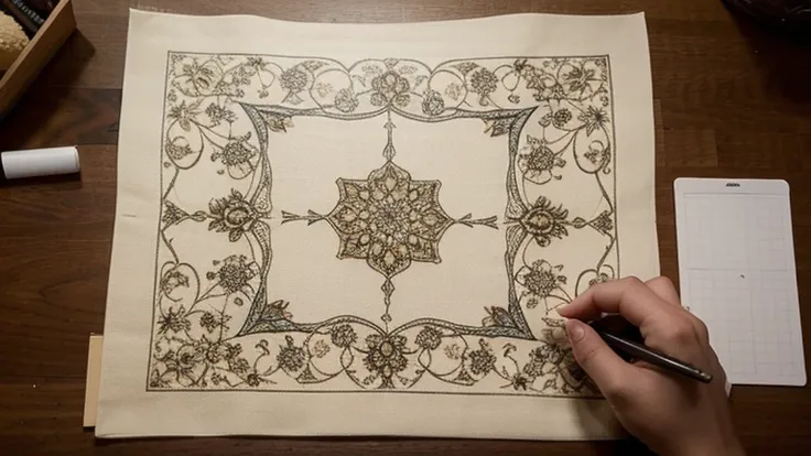 Designing Pattern Creation: The process begins with the creation of the carpet design, which is often inspired by nature, Mughal motifs, and traditional Persian designs. This is done by a Naqash (designer) on graph paper, where each square represents a kno...