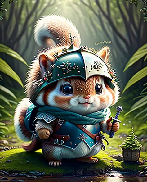 top image quality、"create a masterpiece of cute creatures. a squirrel、（the place is a forest）, high detailing, in 8k、top image q...