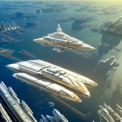 
masterpiece, Best Quality, Photo-realistic, RAW data, Ultra-detailed, High resolution, professional bright lighting, (spaceship of ivory color, luxury liner of space ship, :1.5) (spaceship floating on a future city, skyscraper, :1.8) future, SF, fantasy, ...