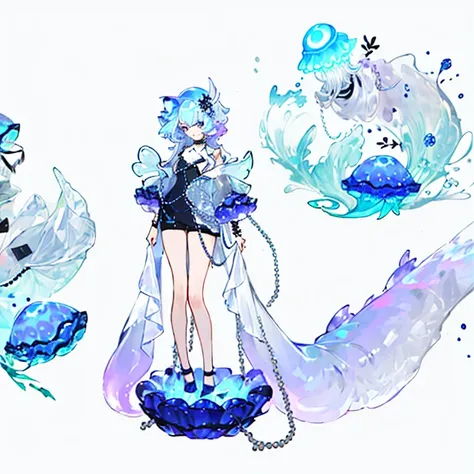 jellyfish clothes with pearls reflective long hair