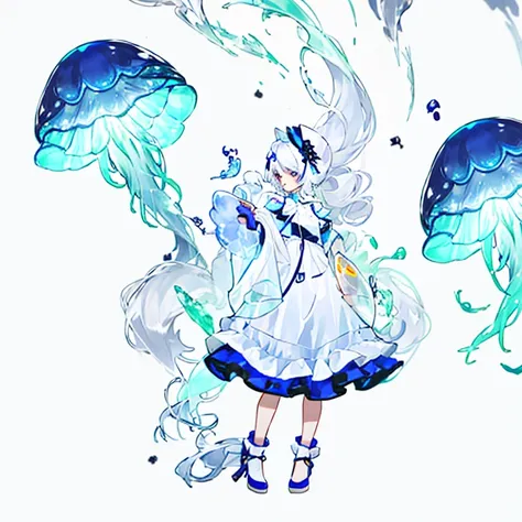 jellyfish clothes with pearls reflective long hair