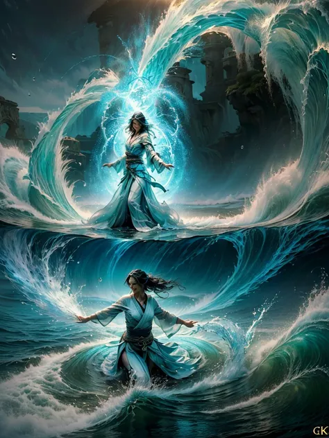 ((best quality)), ((masterpiece)), (detailed), (realistic), (official art), (extremely detailed CG unity 8k wallpaper), (water magic:1.2), (manipulating water:1.1), (elemental control:1.2), (graceful movements:1.1), (aquatic beauty:1.2), (mystical powers:1...