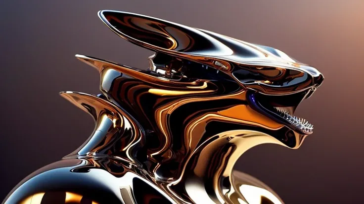 a liquid metal animal, partially melted,(best quality,4k,8k,highres,masterpiece:1.2),ultra-detailed,(realistic,photorealistic,photo-realistic:1.37),highly detailed metallic creature,molten metal body,slowly dripping,glossy metal textures,chrome finish,shin...