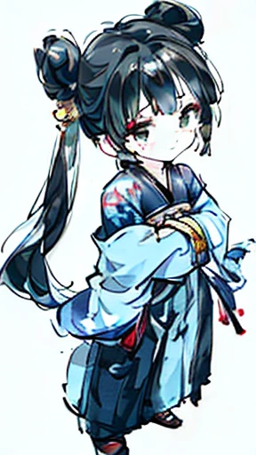 Three Kingdoms、Boy in ancient Chinese costume、Intelligent boy、Looking into the camera、There is a topknot on the head.、Hanfu、Black Hair、Standing and posing with arms crossed