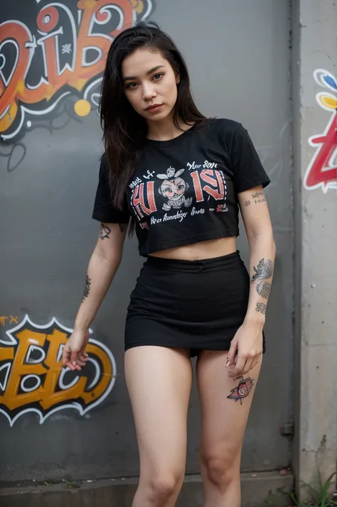 Graffiti, cartoon giant, tattoo designs, Thai fonts, colors, tattoo designs, Tiny black shirt short skirt