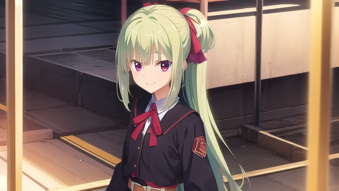 ((masterpiece)),(best quality),Official Art,Extremely detailed CG,Unity 8k Wallpaper,Super detailed,Beautiful and delicate eyes,Extremely detailed face,1 girl,solitary,,(whole body:1.5),(small:1.3),,,Murasame,Very long hair,Green Hair,Face Up,Purple bow,ha...