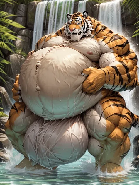 Tiger‚male‚big sphere belly‚big belly‚fat belly‚big chest‚pregnant‚muscular‚bodybuilder‚big abdominal muscle‚big fat belly‚huge bulge belly‚huge belly muscular ‚huge bulge belly‚big fat belly ‚gigantic belly‚ waterfall ‚ summer ‚huge penis‚huge balls‚ nake...