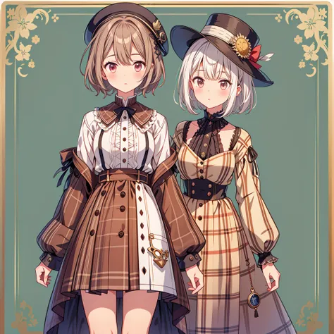 1girl、highest quality、vtuber-fullbody、Milky white short hair、Masterpiece、Official Art、The best composition、Sherlock Holmes costumes、Brown and dark brown checked herringbone hat、A poncho with the same pattern as the hat、White shirt and shorts with the same ...