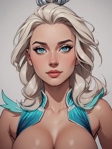 Personagem mulher estilo atompunk Fiona rainha Anna de Arendelle com marcas de guerras Imagem de desenho animado de uma mulher .Ilustra??o estilo desenho animado, estilo de arte dos desenhos animados, estilo de arte dos desenhos animados, digital illustrat...